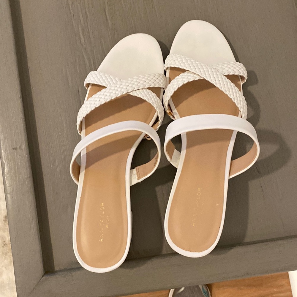 White Slip-On Sandals